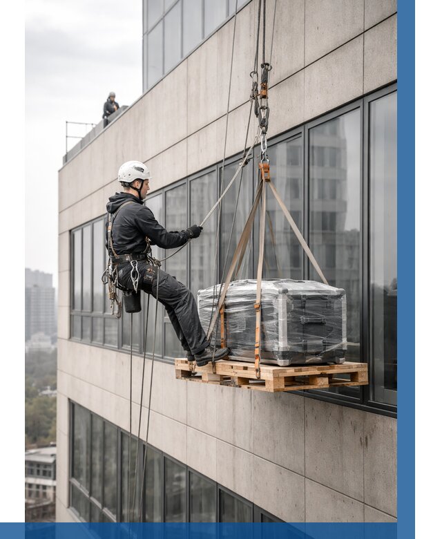 Спуск груза по фасаду в Черняховске от 3668 р. | ВЫСОТНИК-Чрх