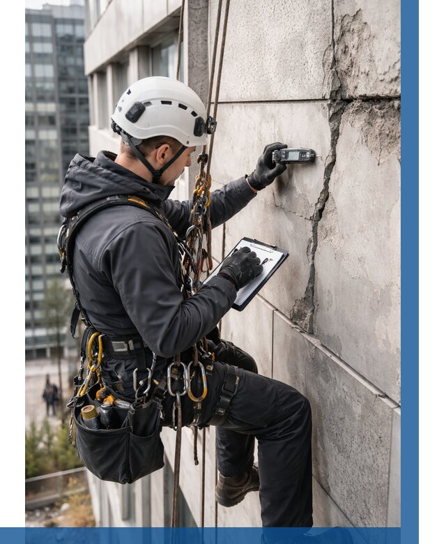 Обследование фасада альпинистами в Черняховске от 126 р. | ВЫСОТНИК-Чрх