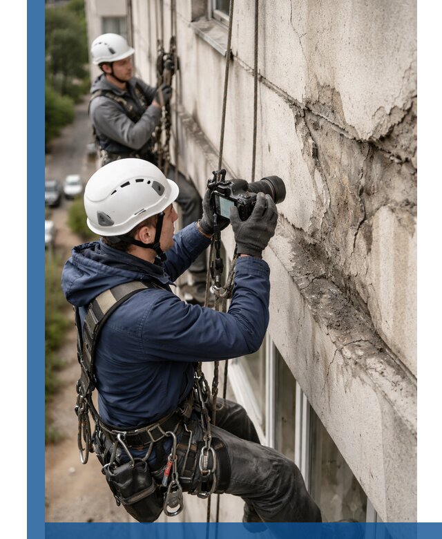 Фотофиксация дефектов фасада с высотной съемкой в Черняховске