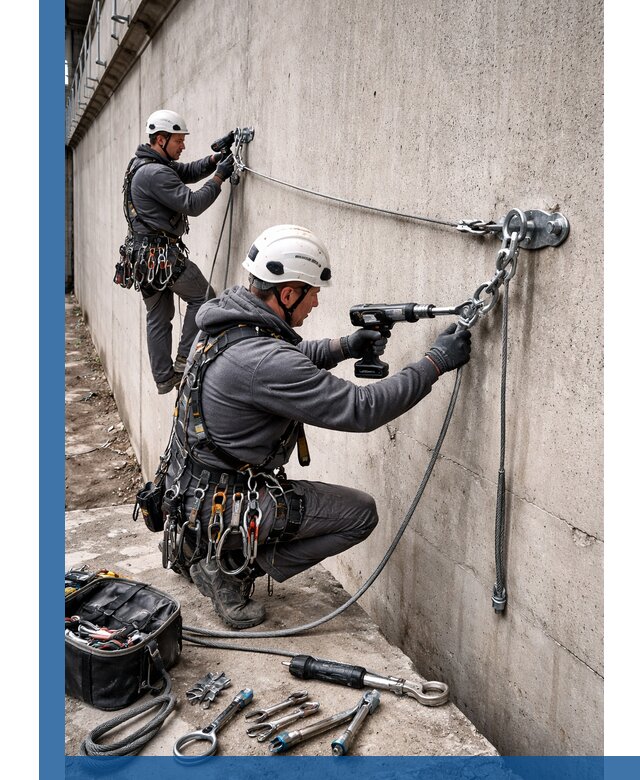 Монтаж анкерных линий высотной безопасности в Черняховске