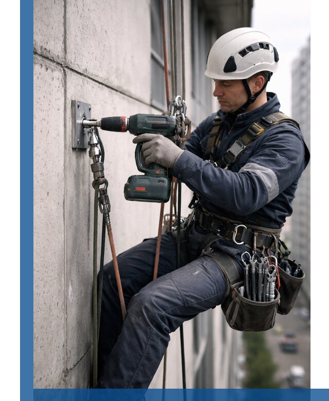 Установка анкерных точек для высотных работ в Черняховске