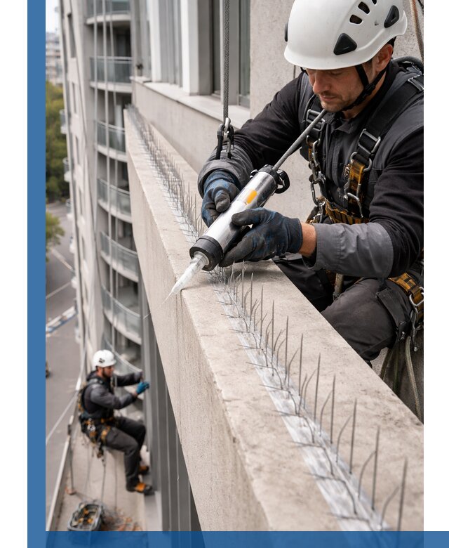 Установка шипов от птиц на фасадах и кровлях в Черняховске